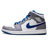 Tênis Air Jordan 1 Mid Masculino "True Blue" Cinza / Azul