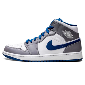 Tênis Air Jordan 1 Mid Masculino "True Blue" Cinza / Azul